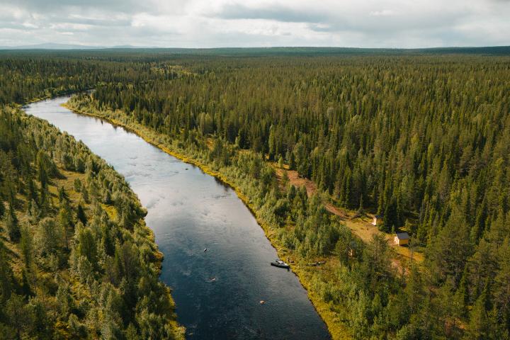 Kapsajoen vesiretkeilyreitti drone kuva