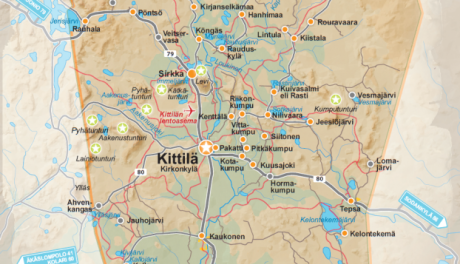 Visualisoitu karttakuva Kittilän kylistä