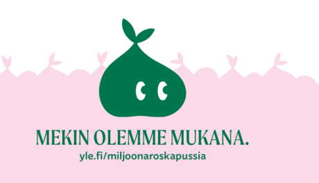 Kampanjan logo, Roskapussi, jolla silmät, Mekin olemme mukana, yle.fi, Miljoona roskapussia