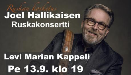 Joel Hallikainen ja mainosteksti konsertista