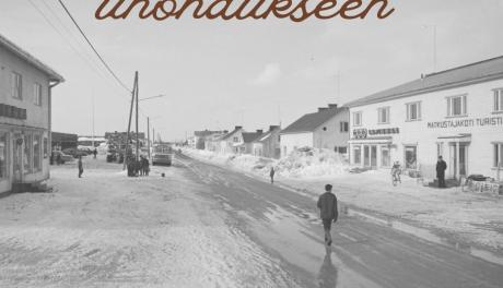 Mustavalkoinen kuva Kittilän Valtatiestä keväällä 1967
