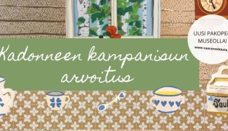 Paperinukketyylinen kotiseutumuseon uuden pakohuonepelin "Kadonneen kampanisun arvoitus" mainos 