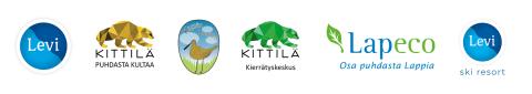 Logot Visit Levi, Kittilän kunta, Kittilän luonto ry, Kittilän kierrätyskeskus, Lapce, Levi Ski Resort