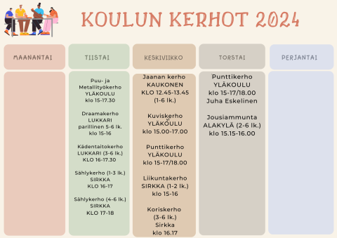 Koulun kerhot syksy 2024