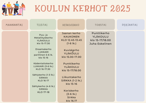 Koulun kerhot 2025