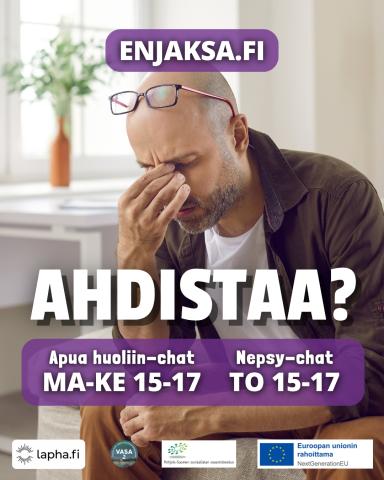 Enjaksa.fi Ahdistaa? Apua huoliin-chat ma-ke 15-17 ja Nepsy-chat to 15-17