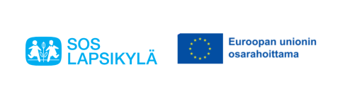 Sos-lapsikylän logo ja Eu:n osarahoittama logo