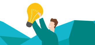 Piirroskuva, jossa ihmisellä on suuri hehkulamppu käsissään.