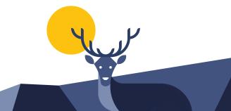 Piirroskuva, jossa poro, jonka takana täysikuu.