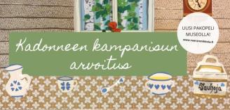 Paperinukketyylinen kotiseutumuseon uuden pakohuonepelin "Kadonneen kampanisun arvoitus" mainos 