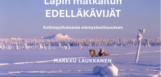 Kirjan kansi tunturimaisema, jossa poro vetää reessä istuvaa joulupukkia.