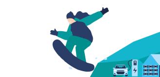 Piirroskuva lumilautailijasta