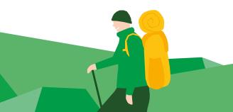 Piirroskuva retkeilijästä