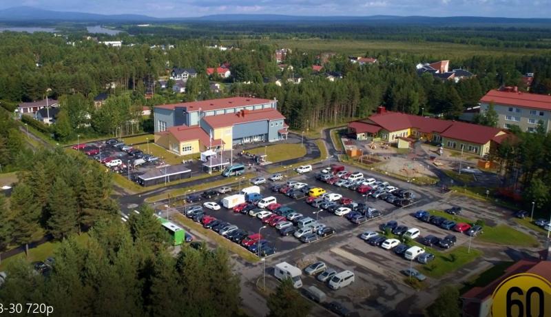 Ilmakuva Kittilän urheiluhalli 2017