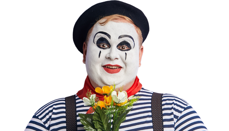 Klovni kukat kädessä